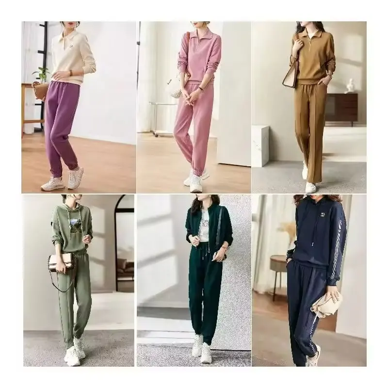 Vêtements de sport personnalisés, pull-over à demi fermeture éclair, survêtement, jogging, crop top, veste coupe-vent, ensemble pantalon deux pièces pour femmes