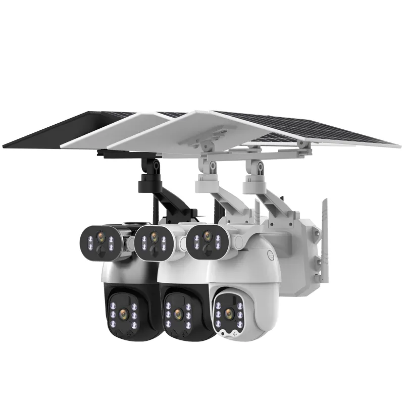 6mp Outdoor Camera Dual Lens Draadloze Ip Ptz Beveiliging Bewaking 4G Gsm Lte Sim Kaart 2-weg Audio Video Solar Cctv Camera
