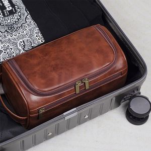 Trousse de Toilette Vintage en Cuir Extra Large pour Homme – Sac de Rasage en Cuir pour Voyage - Product Image 6