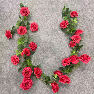 Guirlandes de roses artificielles en plastique et soie, fleurs à branche unique pour la décoration intérieure, couleurs rose, rouge, orange, rose rouge, champagne - Product Image 1