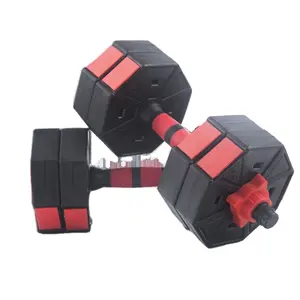 2 In 1 Octagonal Shaped Free Weight 10 kg Gym Plastic Cement Adjustable Dumbbell Set Lbs