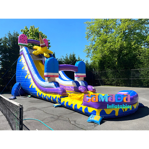 สไลเดอร์สูบลมแบบ<span class=keywords><strong>2</strong></span>เลนสำหรับผู้ใหญ่กระดานลื่นน้ำสีฟ้า20FT กลางแจ้ง - Product Image 1