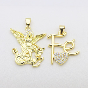 Kadi 18K mạ vàng Tôn Giáo Virgin Mary góc Chéo Yêu Thương Trái Tim Zircon vỏ ngọc trai Đồng mặt dây chuyền trang sức quyến rũ phụ kiện - Product Image 4