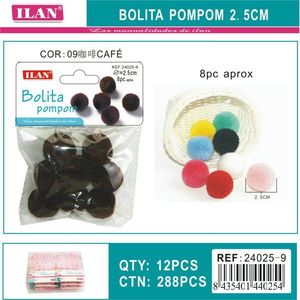Ilan Bolita Pompom 2.5Cm Couleur Café Décoration Artisanale - Product Image 1
