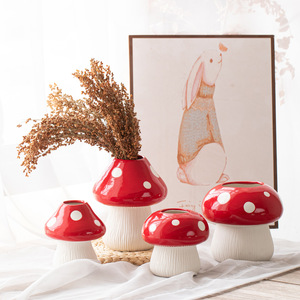 Jarrón de setas decoración hogar cerámica Linda cesta de flores decoración nórdica <span class=keywords><strong>Jarron</strong></span> para florero de diamantes Florero - Product Image 1