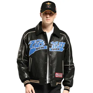 2023 winter coat pure genuine lambskin leather jacket men varsity custom bomber