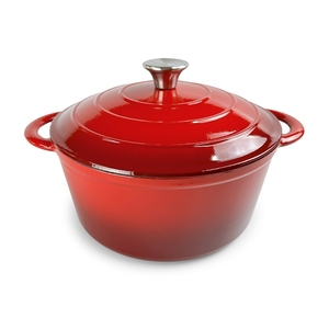 Casserole en fonte émaillée 26 cm avec couvercle rouge et 2 poignées - Product Image 1