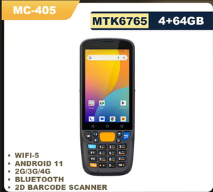 Terminal portable Android 11 <span class=keywords><strong>GooglePLAY</strong></span> GMS avec scanner mégapixels, 8 cœurs, IP67, 4+64 Go, collecteur de données 2D/QR avec WIFI 4G Bluetooth MC405 - Product Image 1