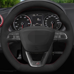 <span class=keywords><strong>Funda</strong></span> <span class=keywords><strong>para</strong></span> <span class=keywords><strong>volante</strong></span> de coche DIY cosida a mano de ante negro <span class=keywords><strong>para</strong></span> <span class=keywords><strong>Seat</strong></span> <span class=keywords><strong>Leon</strong></span> ST Cupra Ateca FR - Product Image 2