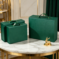 Coffret Cadeau Vert Personnalisé, Boîte Cadeau de Luxe OEM ODM avec Poignée en Cuir PU pour Cadeaux de Fête et d'Affaires