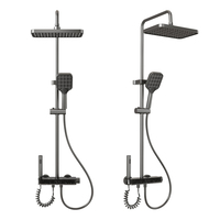 Colonne de douche de luxe 850 à forte demande avec verre trempé, écran LED, lumière d'ambiance et douchette bidet pour salle de bain à domicile