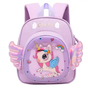 2021 yeni unicorn okul sırt çantası okul çantası kanatları tasarım çocuklar için okul öncesi anaokulu ilköğretim öğrenci kitap çantası