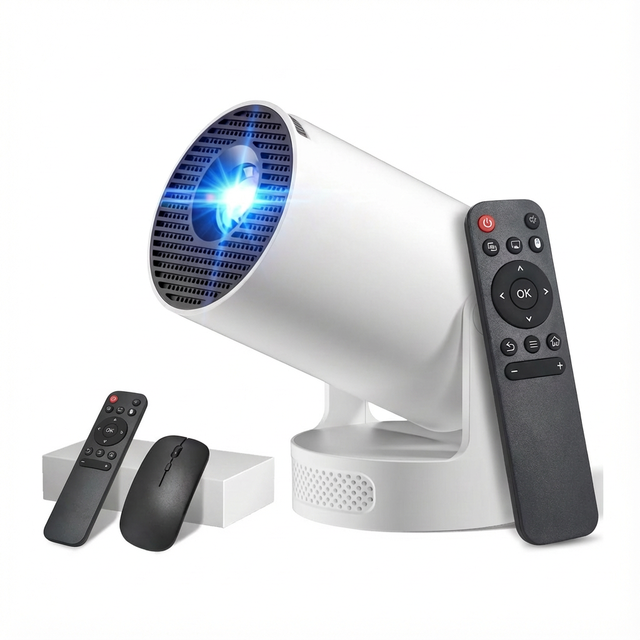 Mini Projector Supports 4K 1080P Portable Projector with WiFi 6 and Wireless 5.4 Small Projector Car Keystone 180° Adjustable