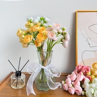 KEWEI 1891 Harga Kompetitif Buket Kecil Sutra Bunga Ranunculus Buatan Putih Buket Pengantin Ranunculus Bunga Pernikahan