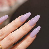 Vente en gros de faux ongles en amande, couleur lavande clair brillant, personnalisables, à poser, couvrance totale, réutilisables