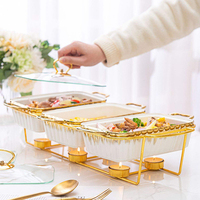 Plats Chafing Dish en Céramique de Haute Qualité pour Grossistes, Réchauds à Aliments à Pot Chaud en Porcelaine, Lots de 3