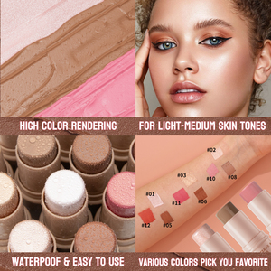 Yabili 3pcs Mineral Contour Cream Stick Set <b>Long</b> Lasting Natural Waterproof Buildable Contour Face Highlighter & Blush Makeup - Product Image 6