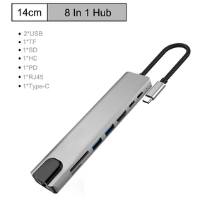 Hub <span class=keywords><strong>USB</strong></span>-<span class=keywords><strong>C</strong></span> 8 en 1 en alliage d'aluminium, <span class=keywords><strong>adaptateur</strong></span> Type-<span class=keywords><strong>C</strong></span> <span class=keywords><strong>vers</strong></span> 4K avec <span class=keywords><strong>USB</strong></span> 3.0, charge PD 100W, lecteur de <span class=keywords><strong>carte</strong></span> <span class=keywords><strong>SD</strong></span>, en stock - Product Image 6