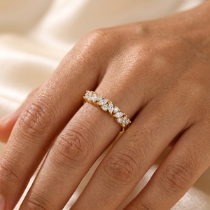 แหวนเพชรทรงมาร์คีส์สี D สังเคราะห์ยอดนิยม แหวนแต่งงานทองคำขาว 18K แบบสั่งทำสำหรับผู้หญิง แหวนสวยงาม แหวนเครื่องประดับชั้นดี - Product Image 2