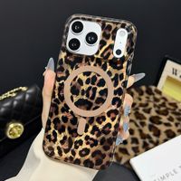 Coque de téléphone antichoc magnétique double couche IMD à imprimé léopard pour iPhone 17 18 Pro Max iPhone 16 15 14 13