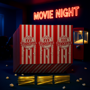 Bolsas para Palomitas de Maíz, 150 Unidades, Rojas con Rayas Blancas, de Plástico, para Noche de Cine, Fiestas, Dulces, con Cierres, Modelo Navideño - Product Image 2