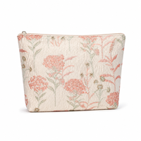 Sac cosmétique floral en polyester mini personnalisé en gros, pochette de maquillage légère à fermeture éclair pour la maison et les voyages, pour femmes, OEM ODM
