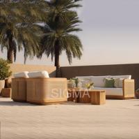 Nouveauté : Ensemble de salle à manger d'extérieur en teck Sigma, canapé de jardin, table et chaises en bois massif