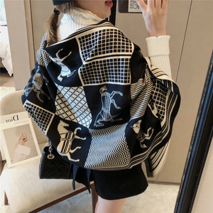 Luxe wintermode dames sjaal met paardenjacquard, designer dikke pashmina kasjmier <span class=keywords><strong>shawl</strong></span>, lange vierkante traditionele digitale sjaal - Product Image 3