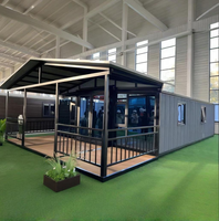 Maisons de conteneurs pliantes préfabriquées en acier contemporain de 40 pieds 20 pieds Expansion à double aile intégrée pour le bureau, hôtel, villa, outre-mer