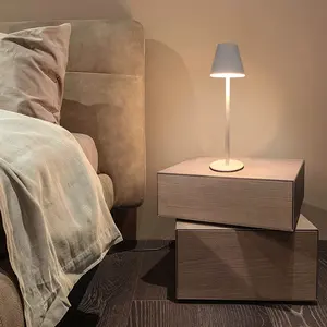Minimalist Luxury Bedroom Hotel Bar Decor Night Light Battery Portable Touch Cordless Usb Rechargeable Restaurant Led Table Lamp