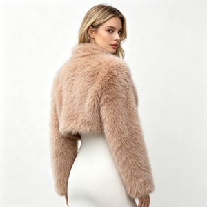 <span class=keywords><strong>Veste</strong></span> courte élégante en fausse fourrure rose poudré pour <span class=keywords><strong>femme</strong></span> Zeyu, ouverte sur le devant, à manches longues, duveteuse, manteau court, manteaux en fausse fourrure écologiques pour <span class=keywords><strong>femme</strong></span> - Product Image 3