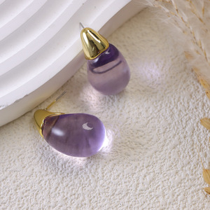 Pendientes de resina con forma de gota de agua para mujer, joyería de moda con forma ovalada geométrica - Product Image 6
