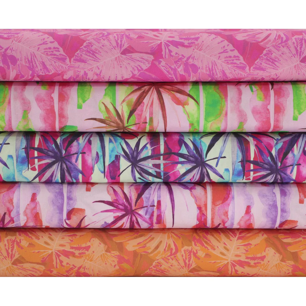 Tessuto di cotone con stampa hawaiana estetica tropicale dal cortile per una varietà di progetti di cucito