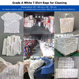 Chiffons de nettoyage en coton blanc recyclé 100% (chiffons de t-shirts usagés) - Product Image 5