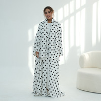 Ensemble Abaya à pois imprimé, Kimono Cardigan et Hijab assorti pour femme, Tenue de prière musulmane modeste deux pièces, Été Automne