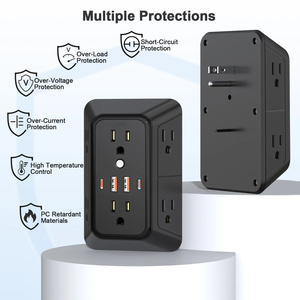 Regleta de Enchufes Extensible de Pared con 3 Tomas de CA Universales y Puertos de Carga USB-A y USB-C 5V2.1A, Adaptador de Corriente - Product Image 2