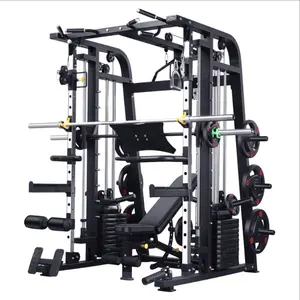 Grosir mesin Smith Multifungsi tahan lama rak Squat barbel dapat diatur peralatan Gym untuk latihan kebugaran uniseks