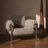 Fauteuil d'appoint rayé de style Bauhaus pour salon, chambre, appartement, villa, hôtel, chaise longue de lecture et de détente pour la maison