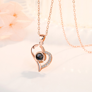 Regalo di San Valentino Collana con Proiezione '<span class=keywords><strong>Ti</strong></span> <span class=keywords><strong>Amo</strong></span>' in 100 Lingue, Ciondolo a Cuore con Cristalli e Strass per Donne - Product Image 3