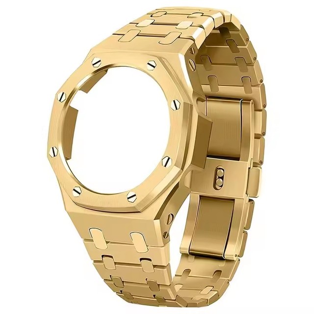 Modified Stainless Steel Ga2100 3rd Bezel Replacement Adjustable Expanding Clasp All Metal Strap Watch Band case