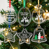 Ornement de Noël personnalisé en verre cristal, pendentif transparent à suspendre, texte et logo personnalisés pour la décoration de l'arbre de Noël, cadeau
