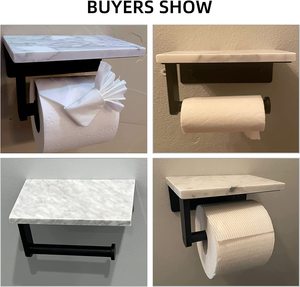 Estante adhesivo de mármol montado en la pared, estante de almacenamiento moderno para sala de estar, cocina, baño, rollo de papel tisú, soporte de papel higiénico - Product Image 5