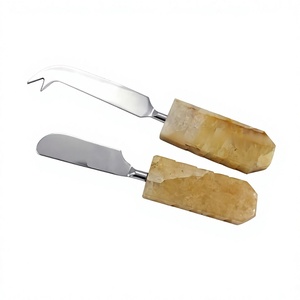 Couverts en acier inoxydable, outils de coupe du fromage avec poignée en pierre de haute qualité, vaisselle, couverts, ensemble de coupe du beurre - Product Image 1