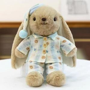 Peluches de lapins mignons en gros avec vêtements, poupées lapins de haute qualité tenant des poupées en tissu endormies - Product Image 5