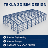 Bâtiment d'entrepôt préfabriqué en structure métallique, atelier, garage industriel, hangar, grande portée, PEB Tekla BIM