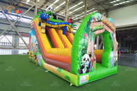 Toboggan gonflable WINSUN Aventure en Forêt Tropicale avec imprimé animal, double toboggan pour enfants, idéal pour les fêtes en extérieur et la location commerciale