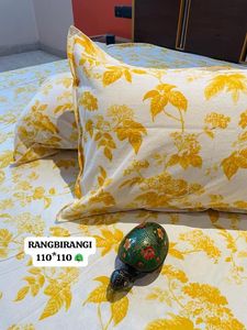 Parure de lit Rangbirangi 100% coton 110x110, imprimé feuillage, drap et taie d'oreiller respirants, qualité A, 400TC, style pastoral - Product Image 3