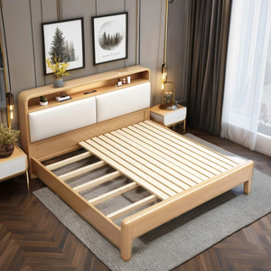 <span class=keywords><strong>Lit</strong></span> <span class=keywords><strong>Scandinave</strong></span> Double en Bois de Caoutchouc Coloré Noyer Chambre à coucher Principale Simple <span class=keywords><strong>Lit</strong></span> King Size. - Product Image 6