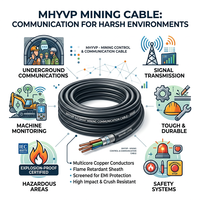 Câble de communication minier, fil de cuivre tressé, blindage ignifuge, isolation en PE, gaine en PVC pour la surveillance des signaux dans les mines de charbon