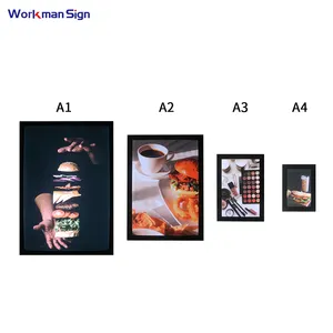 Hot Sale Professional Fabricante Custom Wall Mounting Publicidade Magnetic Led Light Box Menu Board para o tamanho A4